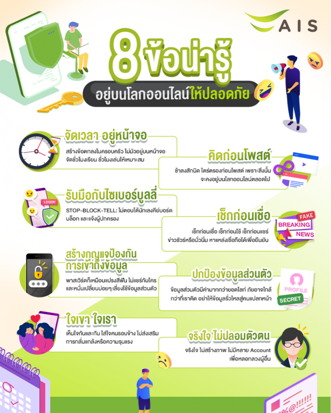 “อยู่บ้าน หยุดเชื้อ เพื่อชาติ ฉลาดใช้ดิจิทัล” เอไอเอส ห่วงใยคนไทยยุคโควิด-19 หลังผลสำรวจชี้ เด็กไทยเสี่ยงภัยบนโลกออนไลน์มากขึ้น แนะเร่งพัฒนาทักษะ DQ ของเด็กไทย